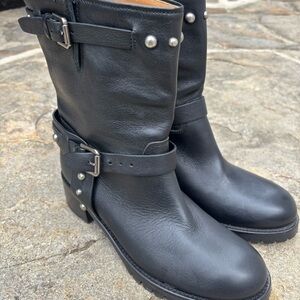 Polo Ralph Lauren Women's Black Leather Moto Boots